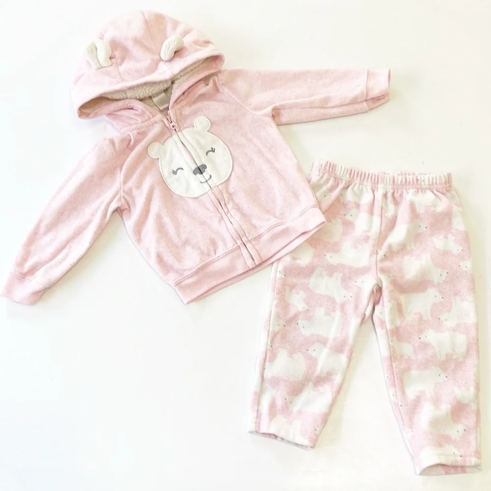 Carter’s baby girls polar bear print fleece matching set